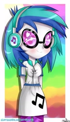 Size: 1341x2321 | Tagged: safe, artist:vixelzf, dj pon-3, vinyl scratch, equestria girls, rainbow rocks, cute, headphones, solo, sunglasses, vinylbetes