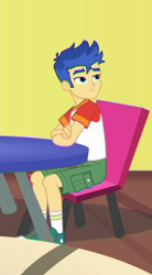 Size: 207x376 | Tagged: safe, screencap, flash sentry, better together, equestria girls, spring breakdown, clothes, converse, male, shoes, shorts, sitting, socks