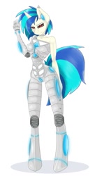 Size: 635x1170 | Tagged: safe, artist:bookxworm89, dj pon-3, vinyl scratch, anthro, cyborg, android, solo