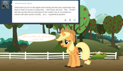 Size: 1001x580 | Tagged: safe, artist:hakunohamikage, applejack, alicorn, pony, applecorn, ask-alicornapplejack, ask-princesssparkle, crossover, princess applejack, race swap, solo