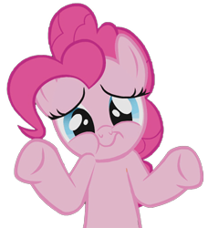 Size: 500x549 | Tagged: safe, pinkie pie, earth pony, pony, official, shrug, simple background, solo, transparent background