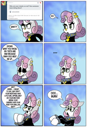 Size: 1188x1727 | Tagged: safe, artist:pembroke, sweetie belle, ask meanie belle, comic, meanie belle, solo, tumblr