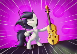 Size: 5000x3500 | Tagged: safe, artist:whazzam95, octavia melody, earth pony, pony, slice of life (episode), absurd resolution, bipedal, cello, eyes closed, hoof hold, musical instrument, scene interpretation, solo