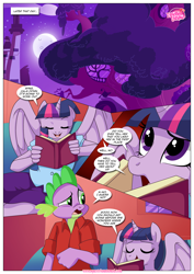 Size: 1200x1696 | Tagged: safe, artist:bbmbbf, spike, twilight sparkle, twilight sparkle (alicorn), alicorn, anthro, comic:how to discipline your dragon, big breasts, breasts, comic, equestria untamed, female, palcomix