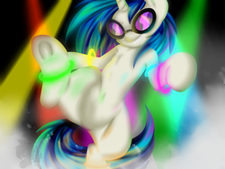 Size: 1600x1200 | Tagged: safe, artist:pinktabico, dj pon-3, vinyl scratch, pony, bipedal, solo