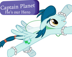 Size: 1000x800 | Tagged: safe, artist:violetclm, captain planet, equestria girls, background human, cape, captain planet and the planeteers, caption, clothes, eco kids, equestria girls ponified, flying, moustache, ponified, simple background, solo, white background