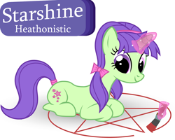 Size: 1280x1024 | Tagged: safe, artist:violetclm, starlight, equestria girls, background human, caption, eco kids, equestria girls ponified, magic, paintbrush, pentagram, pigtails, ponified, simple background, solo, white background