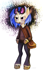 Size: 1000x1440 | Tagged: safe, artist:comickit, dj pon-3, vinyl scratch, anthro, cigarette, clothes, medic bag, smoking, solo