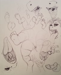 Size: 2181x2688 | Tagged: artist needed, safe, pinkie pie, pony, drool, feet, implied vore, open mouth, tongue out, traditional art