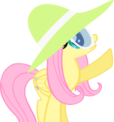 Size: 4900x5267 | Tagged: safe, artist:ironm17, fluttershy, pegasus, pony, green isn't your color, absurd resolution, de magicks, hat, simple background, solo, sunglasses, transparent background, vector