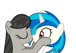 Size: 1000x700 | Tagged: safe, artist:nejcrozi, dj pon-3, octavia melody, vinyl scratch, earth pony, pony, blushing, eyes closed, female, lesbian, scratchtavia, shipping