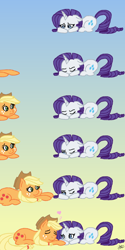 Size: 960x1920 | Tagged: safe, artist:sweetponytreat, applejack, rarity, earth pony, pony, unicorn, comforting, crying, cute, daaaaaaaaaaaw, female, gradient background, heart, lesbian, rarijack, shipping, smiling