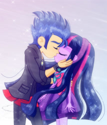 Size: 1600x1857 | Tagged: safe, artist:jucamovi1992, flash sentry, twilight sparkle, equestria girls, female, flashlight, kissing, male, shipping, straight