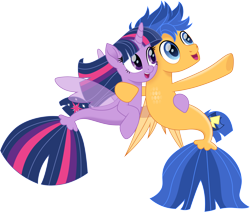 Size: 3532x3000 | Tagged: safe, artist:cloudyglow, flash sentry, twilight sparkle, twilight sparkle (alicorn), alicorn, sea pony, seapony (g4), couple, cute, diasentres, female, fin wings, fins, flashlight, love, male, movie, movie accurate, seaponified, seapony flash sentry, seapony twilight, shipping, simple background, species swap, straight, transparent background, twiabetes, vector, wings