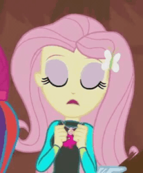 Size: 339x410 | Tagged: safe, screencap, fluttershy, aww... baby turtles, better together, equestria girls, animated, clothes, cropped, cute, gif, shyabetes, solo, swimsuit, wetsuit