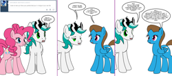 Size: 1808x800 | Tagged: safe, artist:dekomaru, pinkie pie, oc, oc:dazzle, oc:windy, earth pony, pegasus, pony, ask, comic, female, male, mare, stallion, tumblr, tumblr:ask twixie