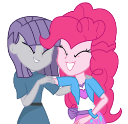 Size: 744x724 | Tagged: safe, artist:lightningshine25, maud pie, pinkie pie, equestria girls, base used, cute, diapinkes, female, happy, irrational exuberance, laughing, maudabetes, out of character, pie sisters, siblings, simple background, sisters, smiling, when she smiles, white background