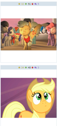 Size: 255x555 | Tagged: safe, derpibooru import, screencap, apple bloom, applejack, dj pon-3, octavia melody, pinkie pie, rarity, vinyl scratch, earth pony, pony, unicorn, 3d, bucking, derpibooru, exploitable meme, juxtaposition, juxtaposition win, meme, meta, some other stupid ponies, source filmmaker