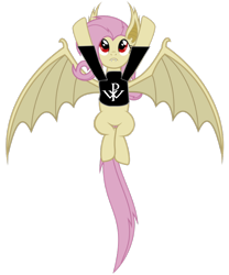 Size: 716x859 | Tagged: safe, artist:magister39, artist:ziomal1987, fluttershy, bat pony, clothes, flutterbat, powerwolf, race swap, shirt, simple background, solo, transparent background, vector