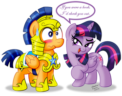 Size: 1000x792 | Tagged: safe, artist:aleximusprime, edit, flash sentry, twilight sparkle, twilight sparkle (alicorn), alicorn, pegasus, pony, bad pickup line, blushing, caption, exploitable meme, female, fill in the blank, flashlight, flirting, male, mare, meme, pick up line, raised hoof, shipping, straight, sweat, sweatdrop