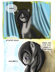 Size: 1200x1553 | Tagged: safe, artist:gunslingerpen, octavia melody, earth pony, pony, comic:allegrezza, black mane, female, gray coat, implied vinyl scratch, mare, solo