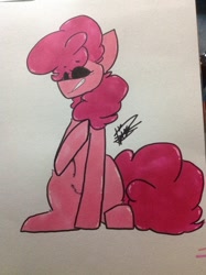 Size: 1024x1371 | Tagged: safe, artist:rixthetatertoot, pinkie pie, pony, sitting, solo, traditional art