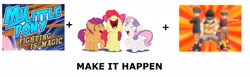 Size: 2068x638 | Tagged: safe, apple bloom, scootaloo, sweetie belle, earth pony, pegasus, pony, unicorn, fighting is magic, cutie mark crusaders, exploitable meme, eyes closed, female, filly, konohamaru, make it happen, meta, naruto