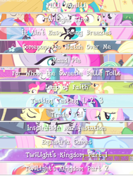 Size: 540x714 | Tagged: safe, artist:your-pretty-cupcake, derpibooru import, part of a series, apple bloom, scootaloo, sweetie belle, twilight sparkle, twilight sparkle (alicorn), alicorn, equestria games (episode), filli vanilli, for whom the sweetie belle toils, inspiration manifestation, it ain't easy being breezies, leap of faith, maud pie (episode), somepony to watch over me, testing testing 1-2-3, trade ya, twilight time, twilight's kingdom, cutie mark crusaders, equestria games, text