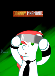 Size: 950x1300 | Tagged: safe, artist:deepermadness, oc, oc only, oc:flicker, film night, johnny mnemonic, meta, parody, ponibooru film night, poster, solo