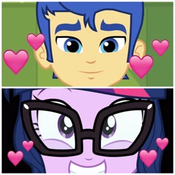 Size: 3464x3464 | Tagged: safe, edit, flash sentry, sci-twi, twilight sparkle, equestria girls, friendship games, comments locked on derpi, female, flashlight, male, sciflash, shipping, shipping domino, shipping war in the comments, straight