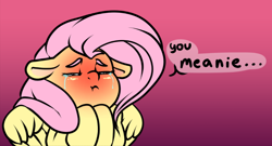 Size: 938x508 | Tagged: safe, artist:mr.smile, fluttershy, pegasus, pony, blushing, crying, reaction image