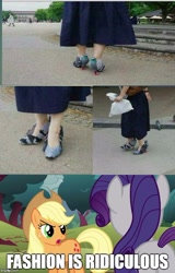 Size: 500x781 | Tagged: safe, edit, edited screencap, screencap, applejack, rarity, earth pony, pony, unicorn, honest apple, obligatory pony, pigeon shoes, wtf