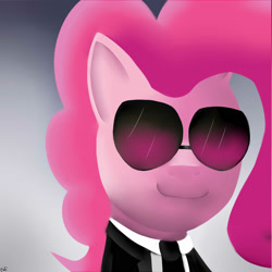 Size: 2000x2000 | Tagged: safe, artist:13light, pinkie pie, earth pony, pony, clothes, female, mare, solo, suit, sunglasses