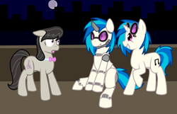 Size: 7000x4500 | Tagged: safe, artist:glacierfrostclaw, dj pon-3, octavia melody, vinyl scratch, earth pony, pony, robot, absurd resolution, sunglasses