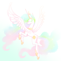 Size: 888x891 | Tagged: safe, artist:vergolophus, princess celestia, alicorn, pony, eyes closed, smiling, solo, spread wings, wings