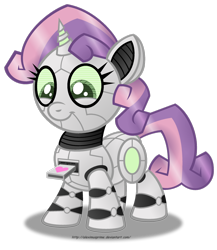 Size: 1280x1478 | Tagged: safe, artist:aleximusprime, sweetie belle, sweetie bot, pony, robot, robot pony, unicorn, female, filly, foal, heart drive, hooves, horn, simple background, solo, transparent background