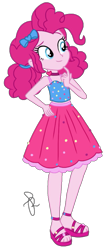 Size: 880x2048 | Tagged: safe, artist:ilaria122, artist:selenaede, pinkie pie, better together, equestria girls, spring breakdown, bow, clothes, hair bow, sandals, simple background, solo, transparent background