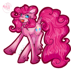 Size: 1024x1025 | Tagged: safe, artist:renardmoon, pinkie pie, pony, chest fluff, dock, ear fluff, simple background, solo, transparent background, unshorn fetlocks, watermark