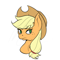 Size: 1226x1226 | Tagged: safe, artist:wulfanite, applejack, earth pony, pony, bust, example, flat colors, simple background, solo, transparent background