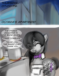 Size: 1200x1553 | Tagged: safe, artist:gunslingerpen, octavia melody, earth pony, pony, comic:allegrezza, comic, kitchen, oven, pan