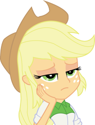 Size: 1281x1688 | Tagged: safe, artist:sketchmcreations, applejack, equestria girls, rainbow rocks, shake your tail, bored, clothes, cowboy hat, female, freckles, hat, lidded eyes, simple background, solo, stetson, transparent background, vector