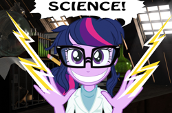 Size: 1600x1048 | Tagged: safe, derpibooru import, sci-twi, twilight sparkle, equestria girls, dr. insano, faic, insanity, science, solo