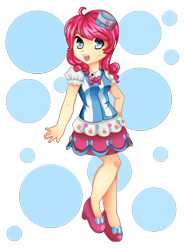 Size: 1500x2000 | Tagged: safe, artist:shlebby, pinkie pie, human, clothes, dress, gala dress, humanized, looking at you, simple background, solo, transparent background