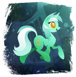 Size: 901x916 | Tagged: safe, artist:rariedash, lyra heartstrings, pony, unicorn, cutie mark, cutie mark background, female, hooves, horn, lineless, mare, open mouth, profile, solo, walking