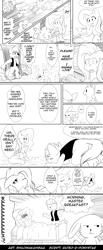 Size: 4961x12000 | Tagged: safe, artist:shujiwakahisaa, angel bunny, fluttershy, oc, oc:rexius, bird, blue jay, diamond dog, dragon, human, ogre, pegasus, pony, rabbit, comic:master shy, absurd resolution, all fours, bed, carrot, comic, exclamation point, food, interrobang, lineart, master, monochrome, question mark, right to left, shrug, tree