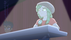 Size: 1916x1080 | Tagged: safe, screencap, flash sentry, sandalwood, better together, cheer you on, equestria girls, flash drive (band), hat, keyboard, male, musical instrument, stage light, synthesizer