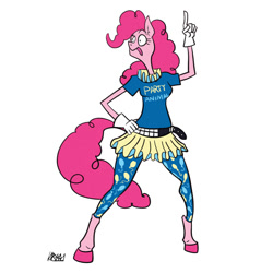 Size: 999x1000 | Tagged: safe, artist:ursa, pinkie pie, anthro, clothes, gloves, leggings, ruff (clothing), solo, tutu