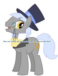 Size: 784x1019 | Tagged: safe, caesar, hat, meta, monocle and top hat, question