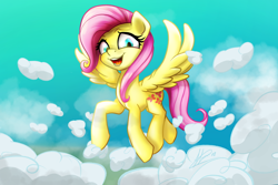 Size: 1200x800 | Tagged: safe, artist:klemm, fluttershy, pegasus, pony, female, open mouth, smiling