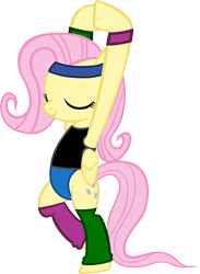 Size: 2434x3328 | Tagged: safe, artist:ironm17, artist:ninjashadow-x, fluttershy, pegasus, pony, bipedal, clothes, female, high res, leotard, pose, simple background, solo, transparent background, vector, workout outfit, yoga